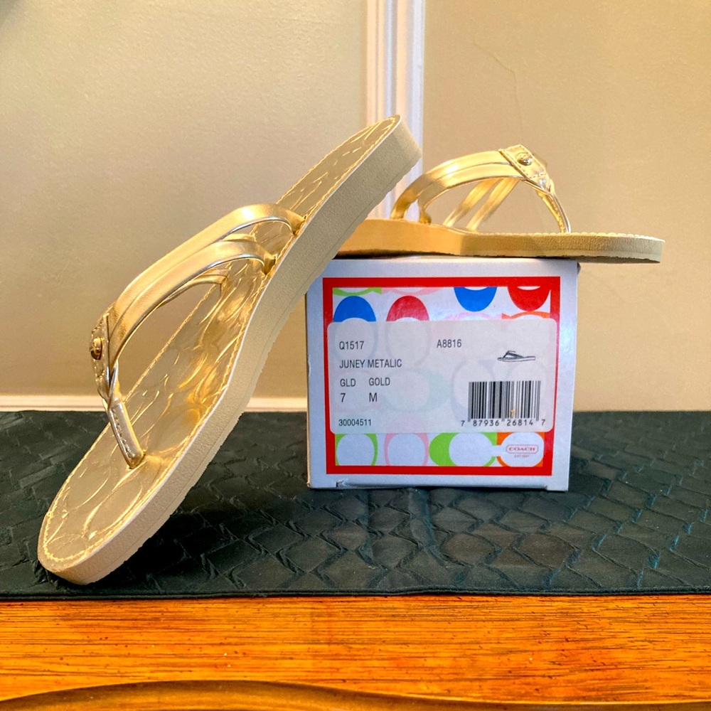 Coach Gold Flip Flop Sandals